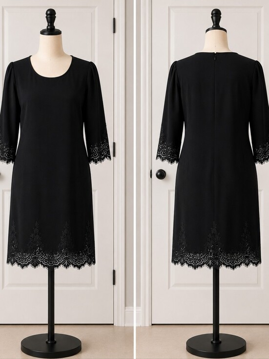 Chico's Dresses & Skirts - Chico's Black Midi Dress with Lace Trim